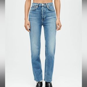 RE/DONE COMFORT STRETCH HIGH RISE STOVE PIPE IN COLOR MID 70’s